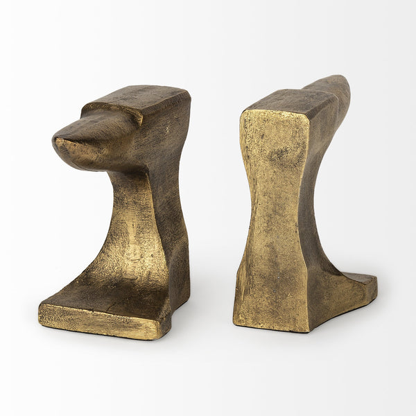 Homeroots Distressed Brushed Gold Anvil Bookends  Metal 392134