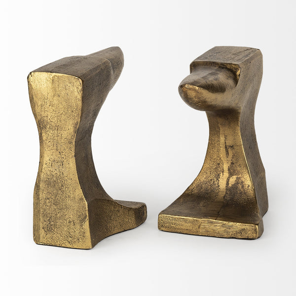 Homeroots Distressed Brushed Gold Anvil Bookends  Metal 392134