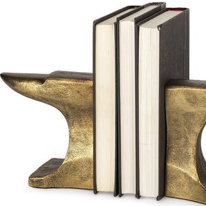Homeroots Distressed Brushed Gold Anvil Bookends  Metal 392134