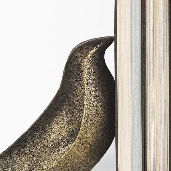 Homeroots Rustic Antiqued Gold Dove Bookends  Metal 392135