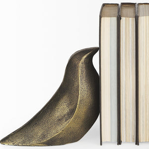 Homeroots Rustic Antiqued Gold Dove Bookends  Metal 392135