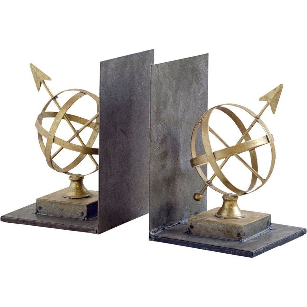 Homeroots Set Of Two Gold Metal Decorative Bookends  Metal 392136