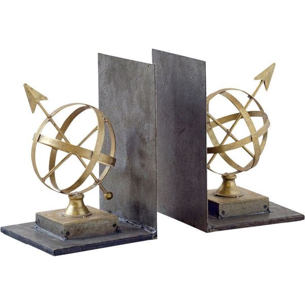 Homeroots Set Of Two Gold Metal Decorative Bookends  Metal 392136