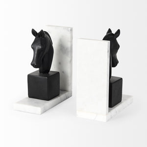 Homeroots Set Of Two 8" Black Glass Horse Decorative Bookends  Glass 392138