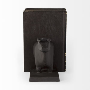 Homeroots Black Cast Aluminum Bull Bookends  Fabric 392140