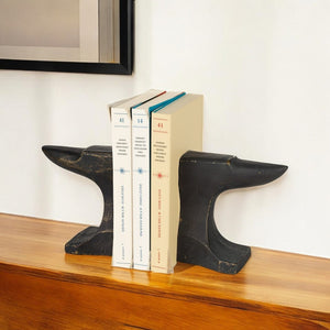 HomeRoots Set of Two Elegant Black and Gold Polyresin Bookends - Modern Decorative Accent for Home & Office 392142