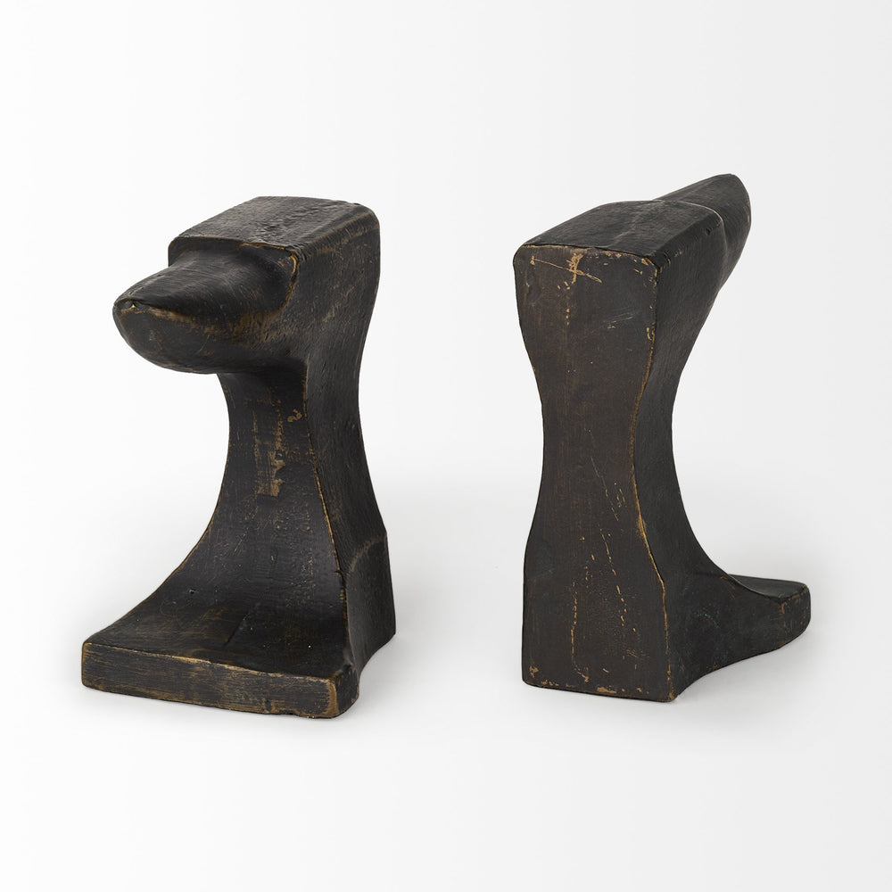 Homeroots Distressed Black Anvil Bookends  Polyresin 392142