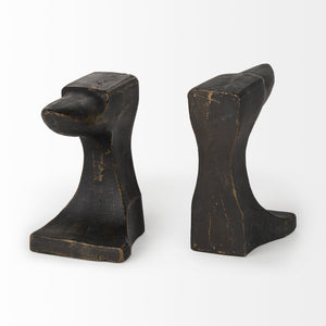 Homeroots Distressed Black Anvil Bookends  Polyresin 392142