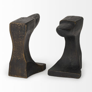 Homeroots Distressed Black Anvil Bookends  Polyresin 392142