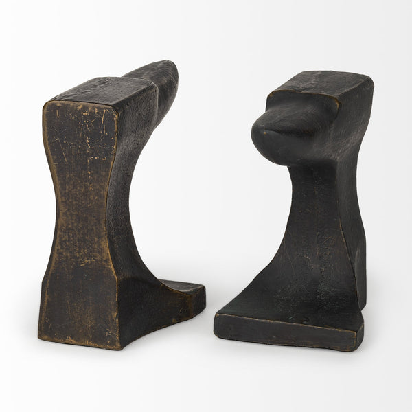 Homeroots Distressed Black Anvil Bookends  Polyresin 392142