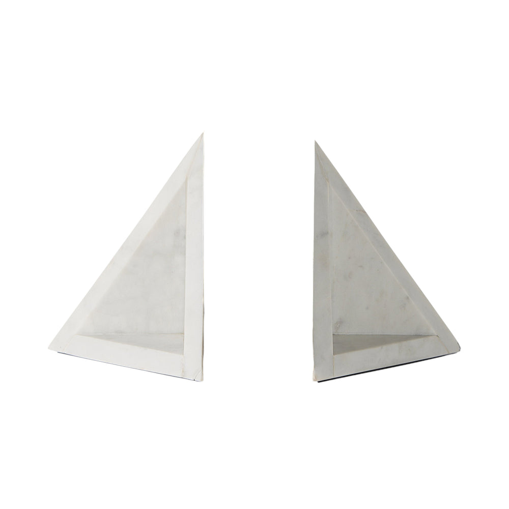 Homeroots 3d Modern Triangle Marble Bookends  Metal 392143