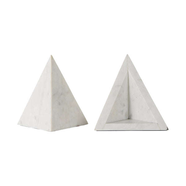 Homeroots 3d Modern Triangle Marble Bookends  Metal 392143