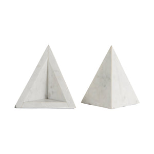 Homeroots 3d Modern Triangle Marble Bookends  Metal 392143