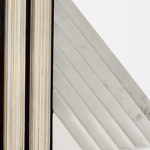 Homeroots 3d Modern Stepped Triangle Marble Bookends  Polyresin 392144