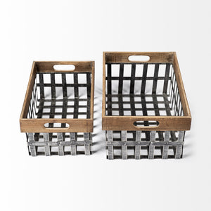 Homeroots Set Of Two 19" Gray Metal Basket  Metal 392147