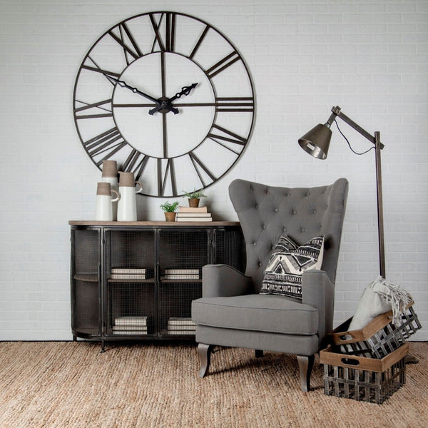 HomeRoots Set of Two 19" Gray Metal Baskets for Stylish Storage - Ideal for Home, Office, and More! 392147