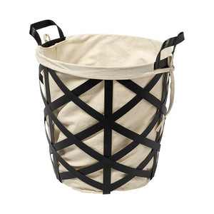 HomeRoots Set of Two Modern Black and Cream Metal Baskets for Stylish Organization and Home Decor Solutions 392148