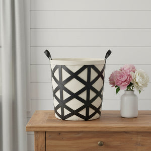 HomeRoots Set of Two Modern Black and Cream Metal Baskets for Stylish Organization and Home Decor Solutions 392148