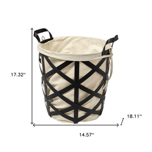 HomeRoots Set of Two Modern Black and Cream Metal Baskets for Stylish Organization and Home Decor Solutions 392148