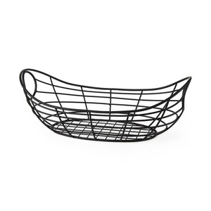 Homeroots 22" Black Metal Oval Storage Basket  Metal 392150