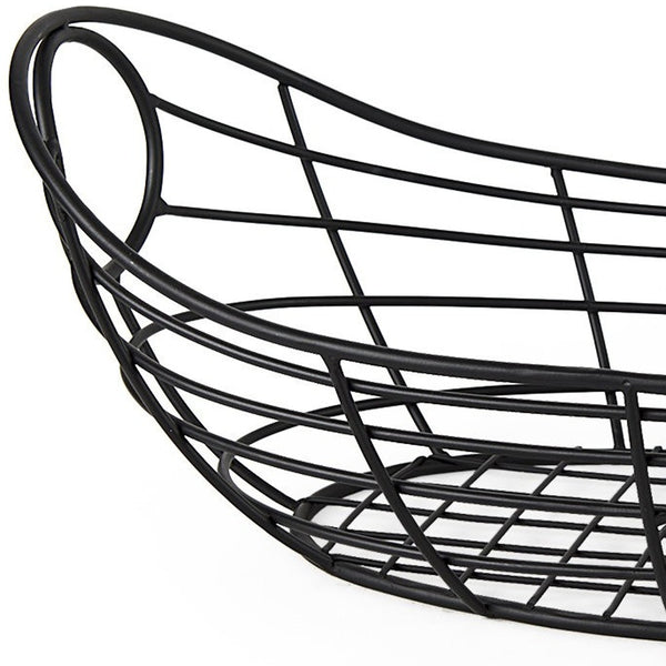 Homeroots 22" Black Metal Oval Storage Basket  Metal 392150