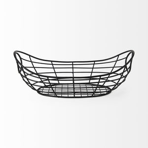 Homeroots 22" Black Metal Oval Storage Basket  Metal 392150