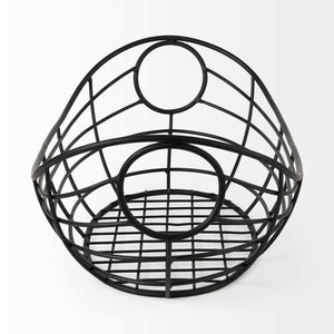 Homeroots 22" Black Metal Oval Storage Basket  Metal 392150