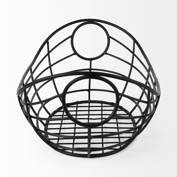 Homeroots 22" Black Metal Oval Storage Basket  Metal 392150