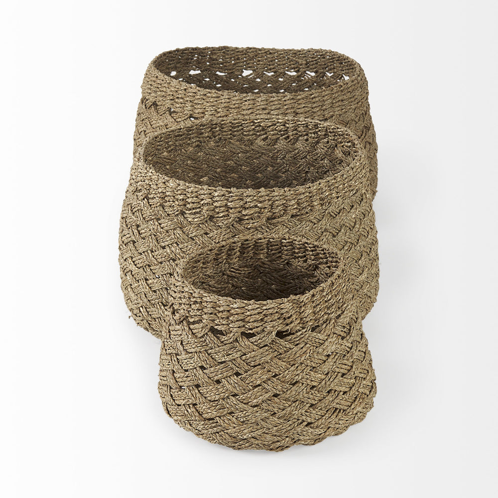 Homeroots Set Of Three 15" Brown Wicker Desk Organizer  Wicker 392153