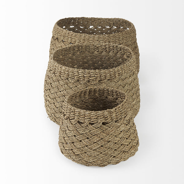 Homeroots Set Of Three 15" Brown Wicker Desk Organizer  Wicker 392153