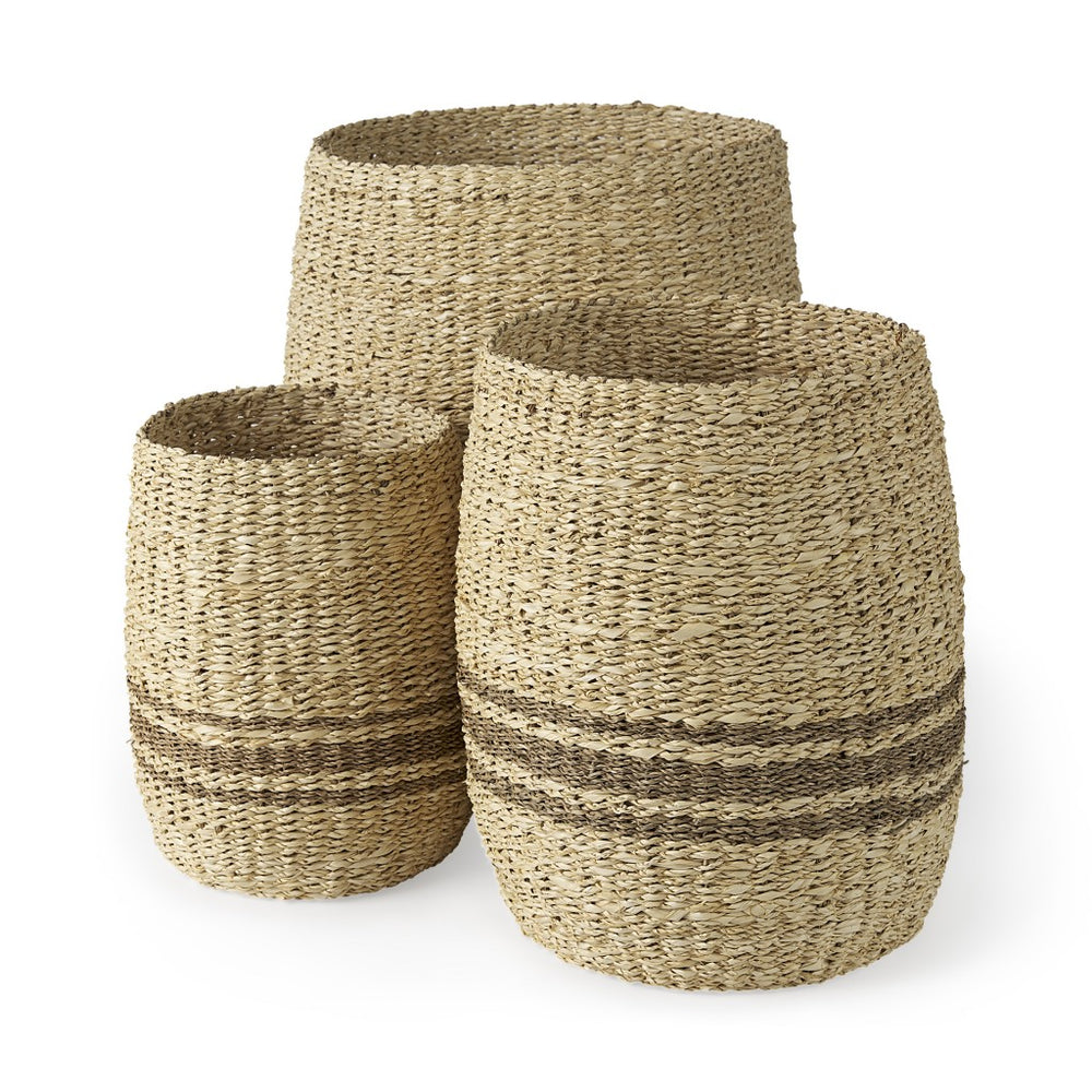 Homeroots Set Of Three Detailed Wicker Storage Baskets  Wicker 392154