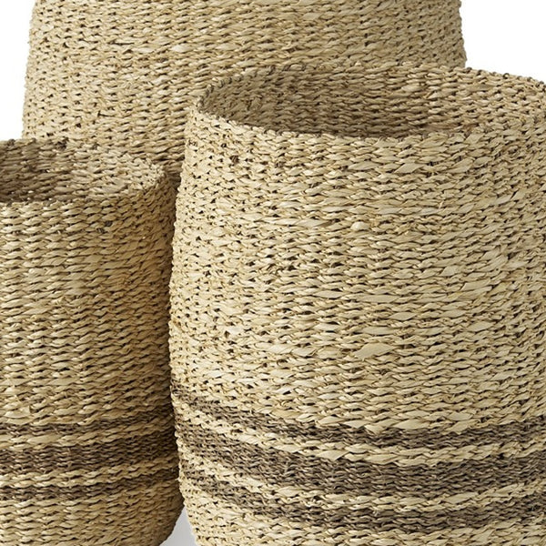 Homeroots Set Of Three Detailed Wicker Storage Baskets  Wicker 392154