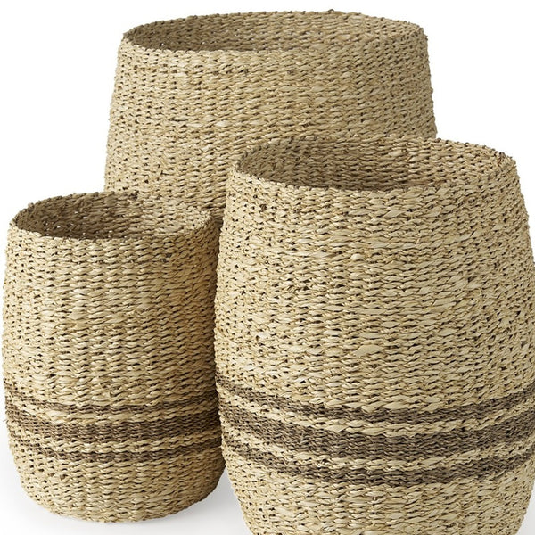 Homeroots Set Of Three Detailed Wicker Storage Baskets  Wicker 392154