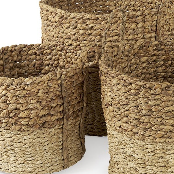 Homeroots Set Of Three Two Tone Wicker Storage Baskets  Wicker 392157