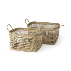 Homeroots Set Of Two 15" Natural Wicker Basket  Wicker 392158