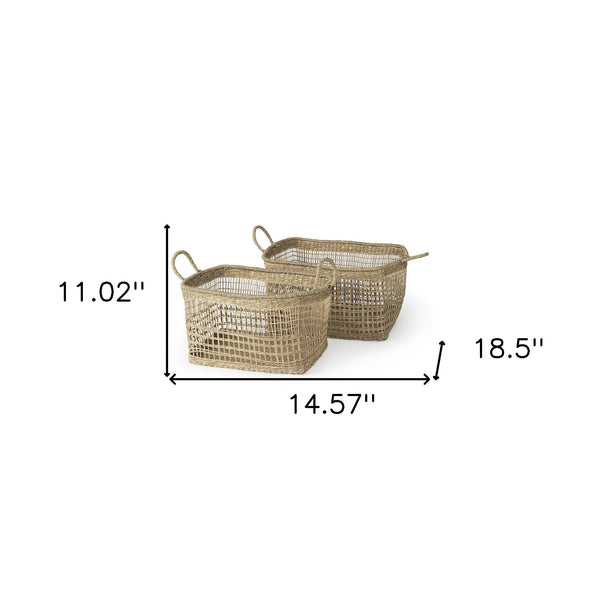 Homeroots Set Of Two 15" Natural Wicker Basket  Wicker 392158