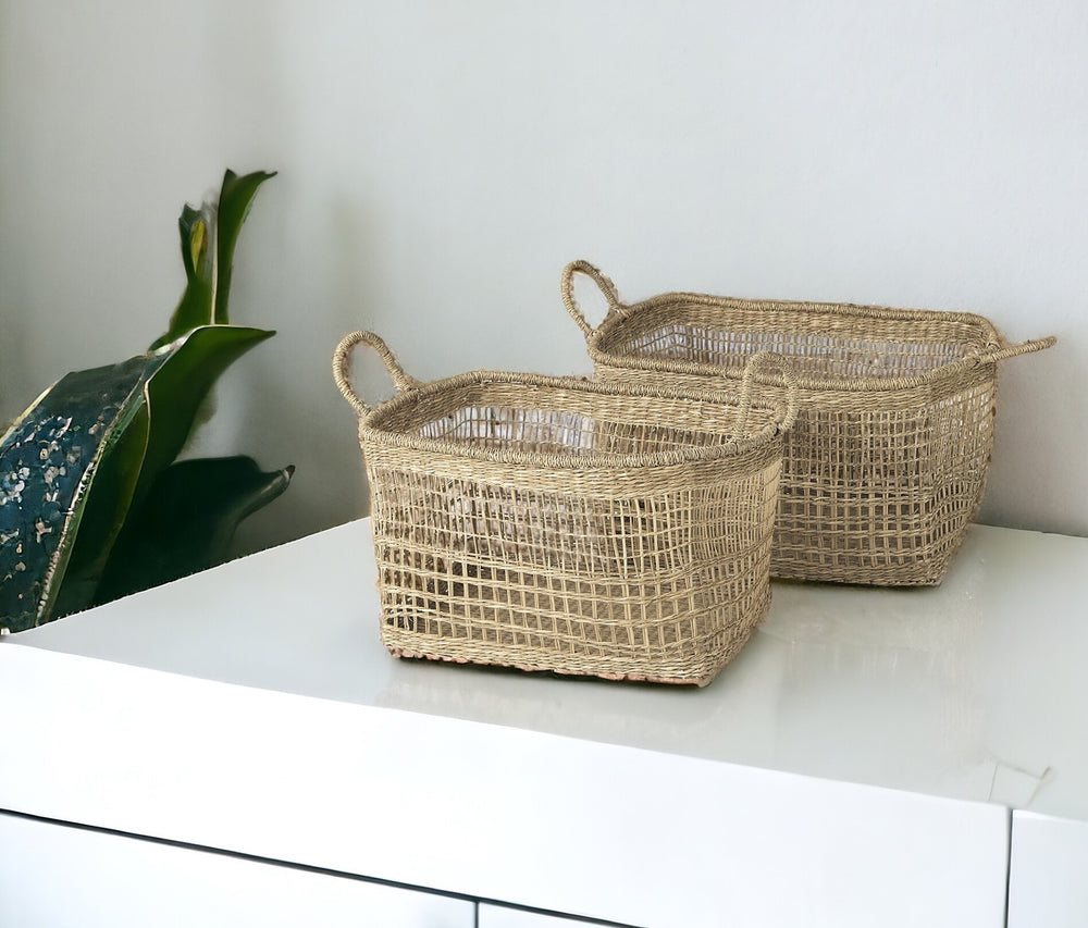 Homeroots Set Of Two 15" Natural Wicker Basket  Wicker 392158