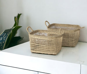 Homeroots Set Of Two 15" Natural Wicker Basket  Wicker 392158