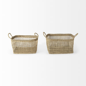 Homeroots Set Of Two 15" Natural Wicker Basket  Wicker 392158