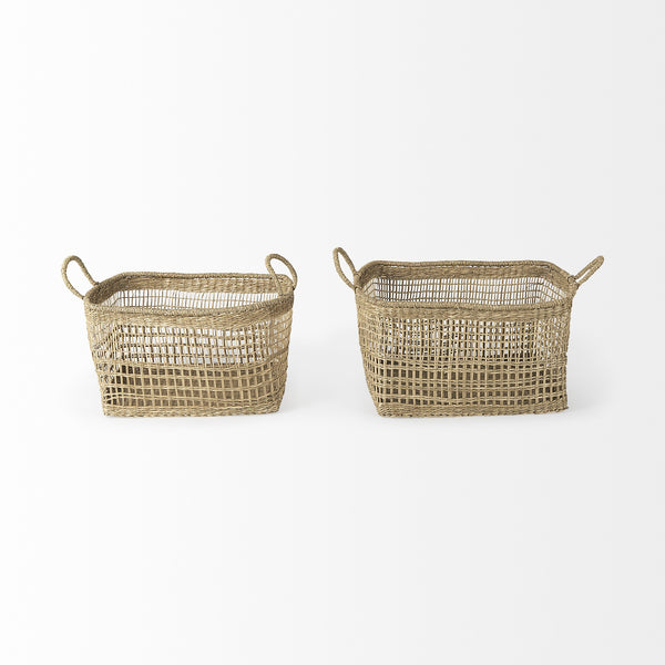 Homeroots Set Of Two 15" Natural Wicker Basket  Wicker 392158