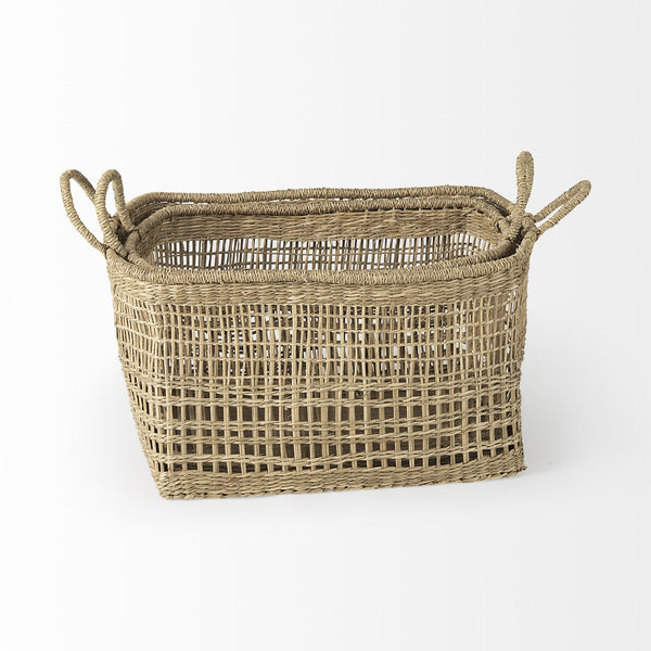 Homeroots Set Of Two 15" Natural Wicker Basket  Wicker 392158