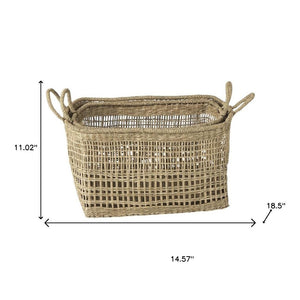 HomeRoots Set of Two Brown Wicker Baskets for Stylish Storage – Rustic Charm for Home Organization & Decor 392158