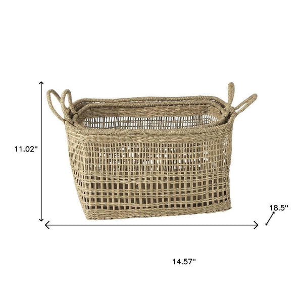 HomeRoots Set of Two Brown Wicker Baskets for Stylish Storage – Rustic Charm for Home Organization & Decor 392158
