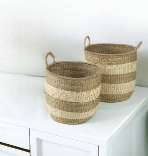 Homeroots Set Of Two 18" Brown Wicker Baskets  Wicker 392160