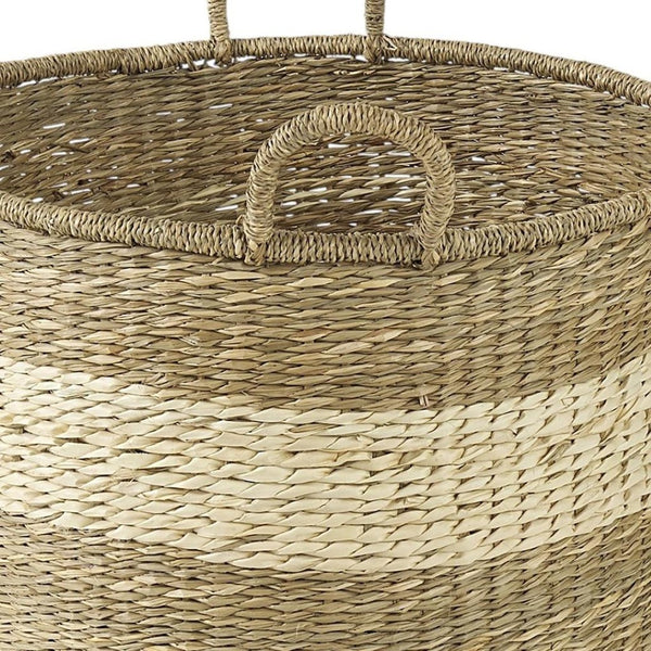HomeRoots Set of Two Stylish Natural Beige Wicker Baskets for Versatile Storage and Elegant Home Décor 392160