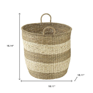 HomeRoots Set of Two Stylish Natural Beige Wicker Baskets for Versatile Storage and Elegant Home Décor 392160