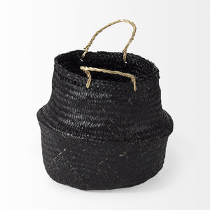 Homeroots Set Of Three 10" Black Wicker Storage Baskets  Wicker 392162