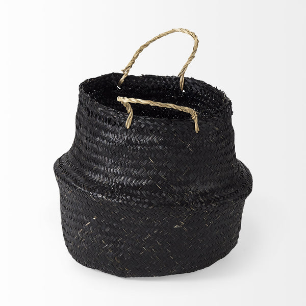 Homeroots Set Of Three 10" Black Wicker Storage Baskets  Wicker 392162