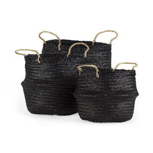 Homeroots Set Of Three 10" Black Wicker Storage Baskets  Wicker 392162