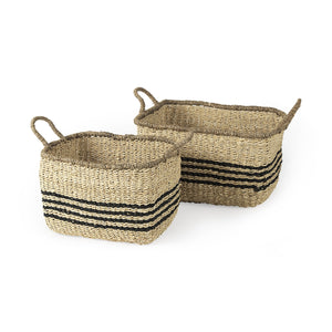 Homeroots Set Of Two 13" Natural Wicker Basket  Wicker 392163